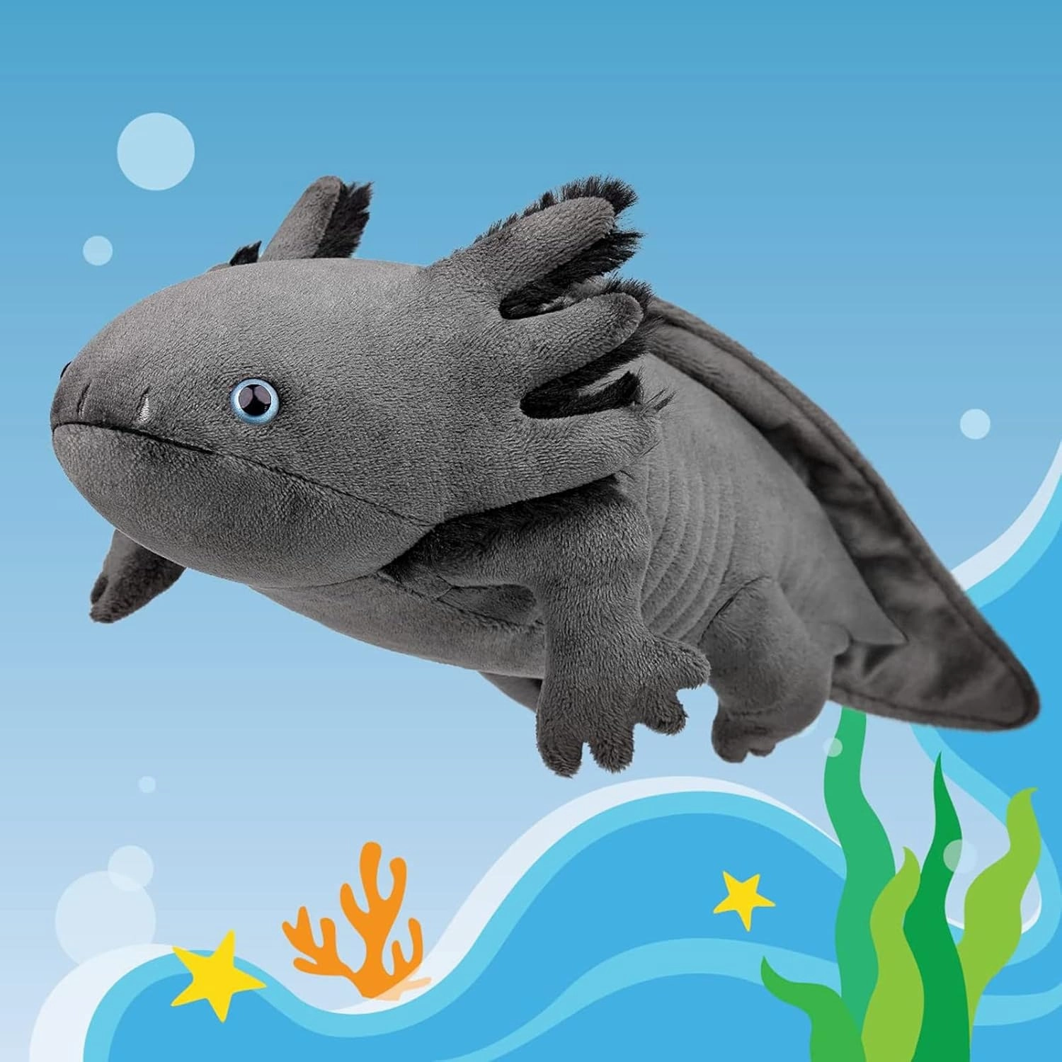 lilizzhoumax Axolotl Plush,18.9inch, Soft Gray Axolotl Stuffed Animal,Cute Simulation Ambystoma Plush Toy,Lifelike Doll,Girls Stuff,Kids Birthday Gift,Home Decor