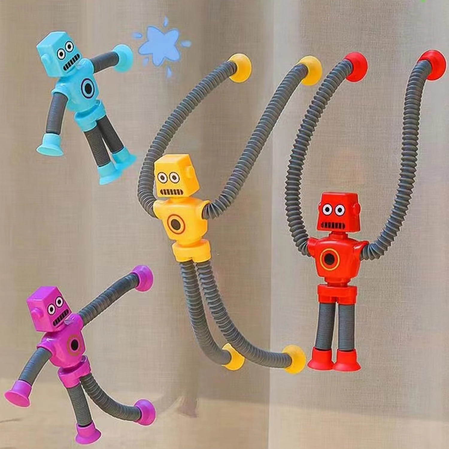 Limpskys Suction Cup Robot Toy for Kids 3-5 5-7, Autism Sensory Products,Toys for Ages 5-7,Sensory Toys for Kids with Autism (12 Pack Robot)