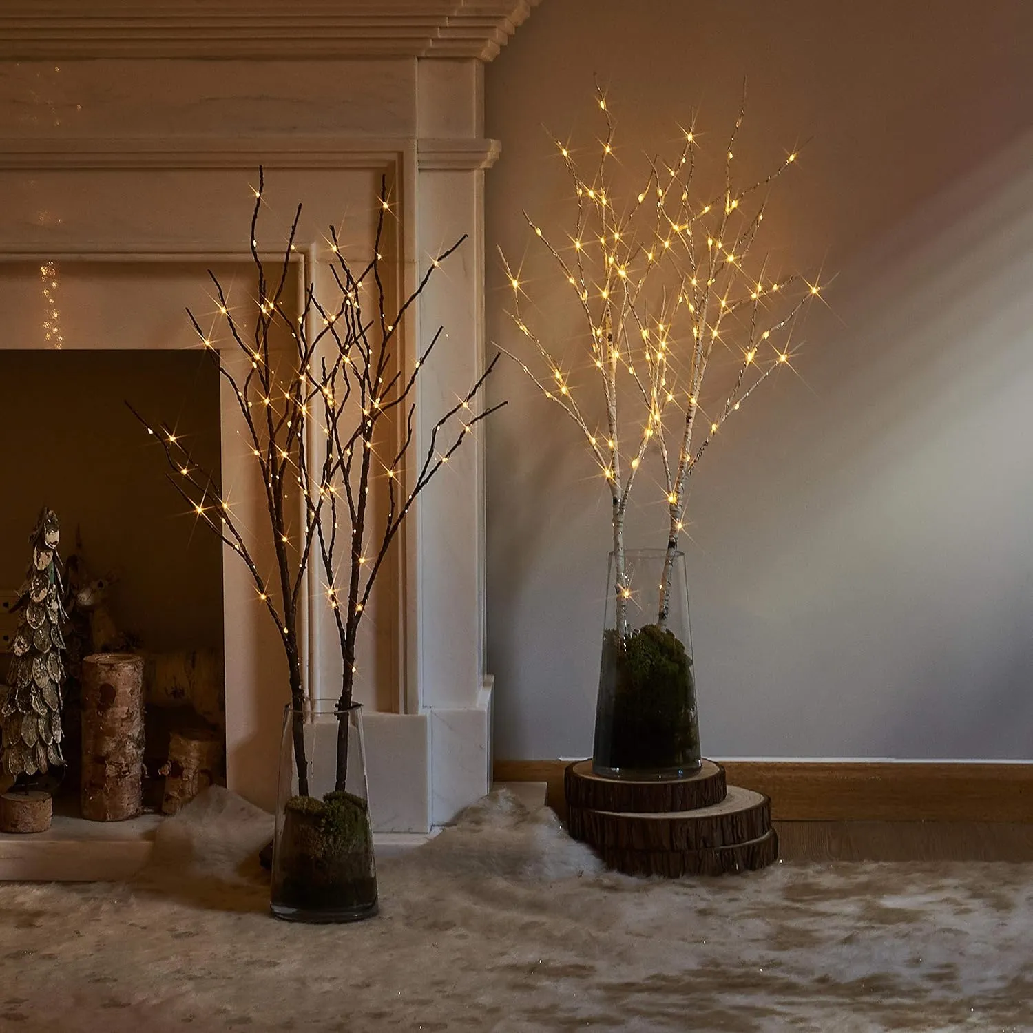 LITBLOOM Lighted Brown Willow Branches 32IN 100 LED with Timer Battery Operated, Tree Branch with Warm White Lights for Holiday Christmas Decoration Indoor Outdoor Use