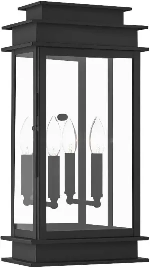 Livex Lighting 2018-04 Princeton Collection 2-Light Outdoor Wall Sconce Lantern with Clear Glass, Black