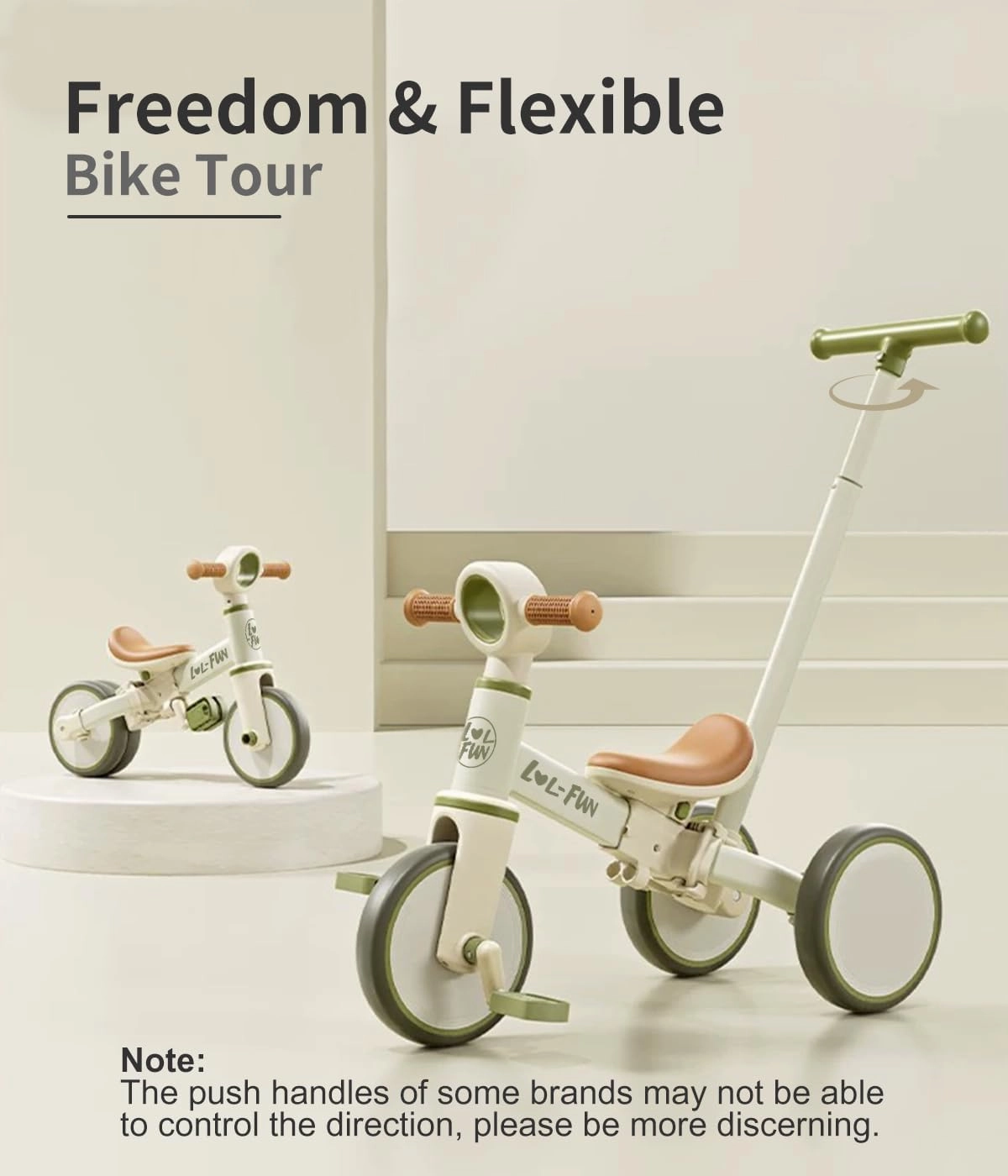 LOL-FUN Tricycle for Toddlers 1-3 Baby Balance Bike 1 2 Year Old Boys Girls Ride on Toy with Parent Steering Push Handle & Removable Pedal