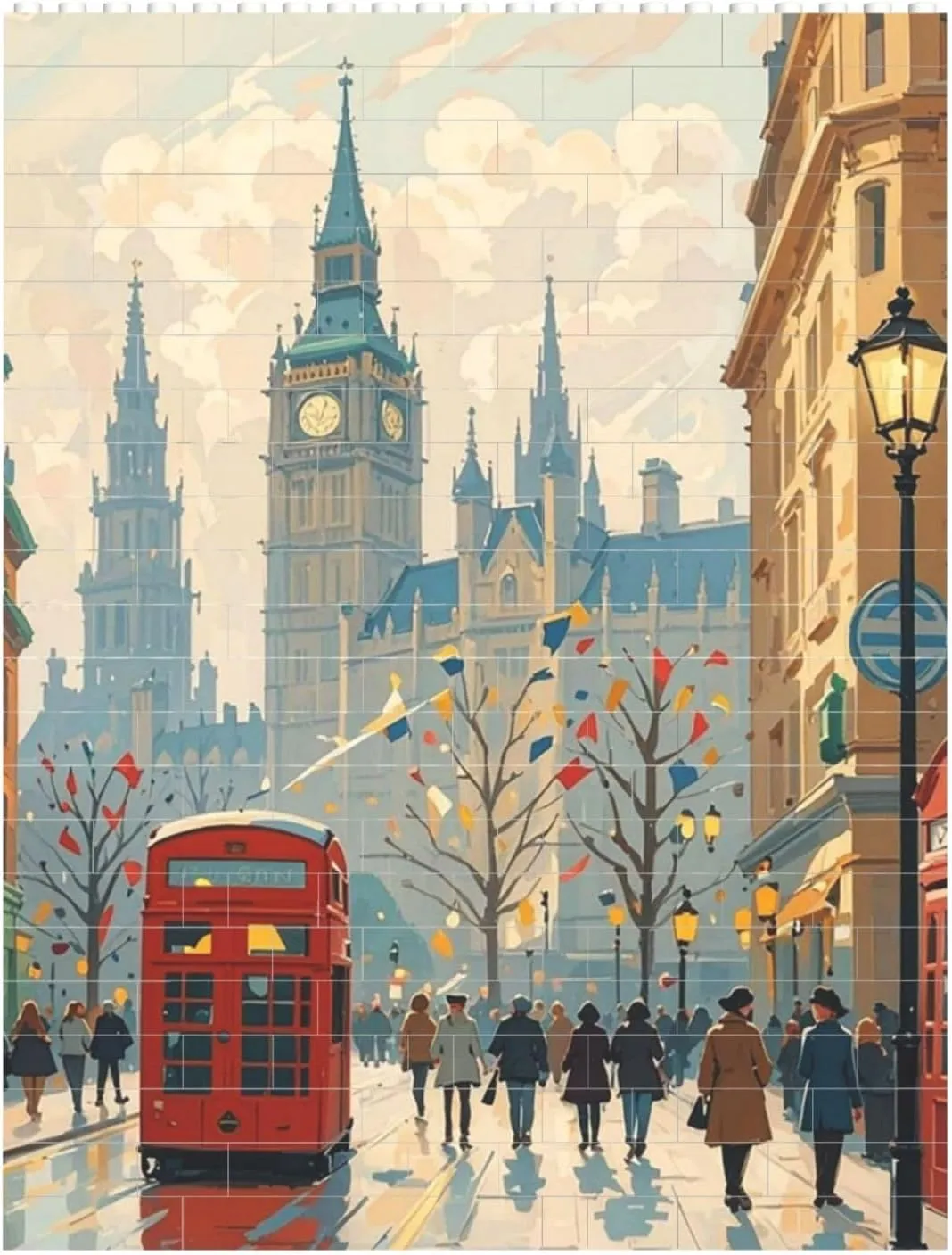 London Impression Building Block Puzzle Personalized Building Bricks for Adults Block Puzzle Building DIY Brick Block Puzzles Valentine's Day Gifts for Home Decor Brick Puzzle