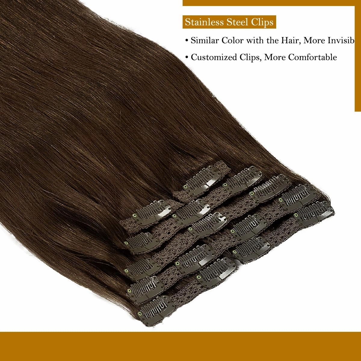 Loxxy 20Inch Clip in Hair Extensions Real Human Hair 140g 7pcs Light Dark Brown Seamless Silky Straight Clip in Hair Extensions Brazilian Remy Human Hair Clip in Extensions For Women
