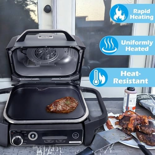 LS'BABQ Griddle Plate for Ninja Woodfire OG700/OG701 Grill Series, XSKGRDPLT Woodfire OG701, Premium Non-Stick Flat Top Cooking Surface Griddle, 15" x 11" Foodi Griddle Pan for Ninja Grill Accessories
