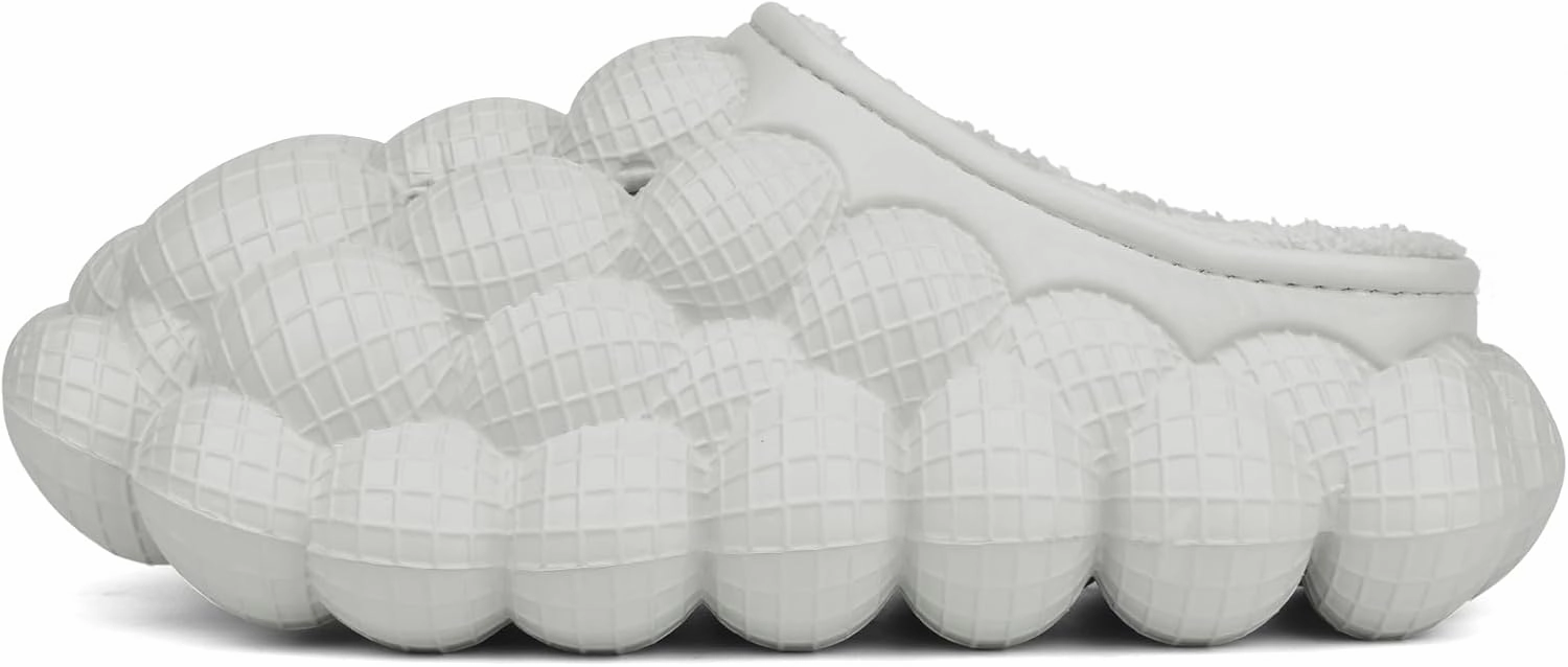 Man Women Bubble Slides with Fur Lined Bubble Slippers Comfortable Warm Fun Slippers Shoes for Indoor Outdoor