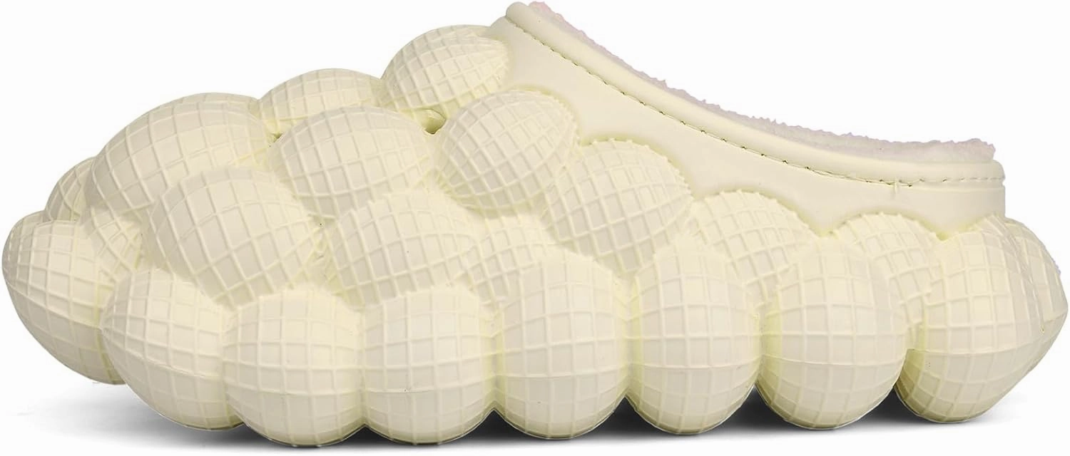 Man Women Bubble Slides with Fur Lined Bubble Slippers Comfortable Warm Fun Slippers Shoes for Indoor Outdoor