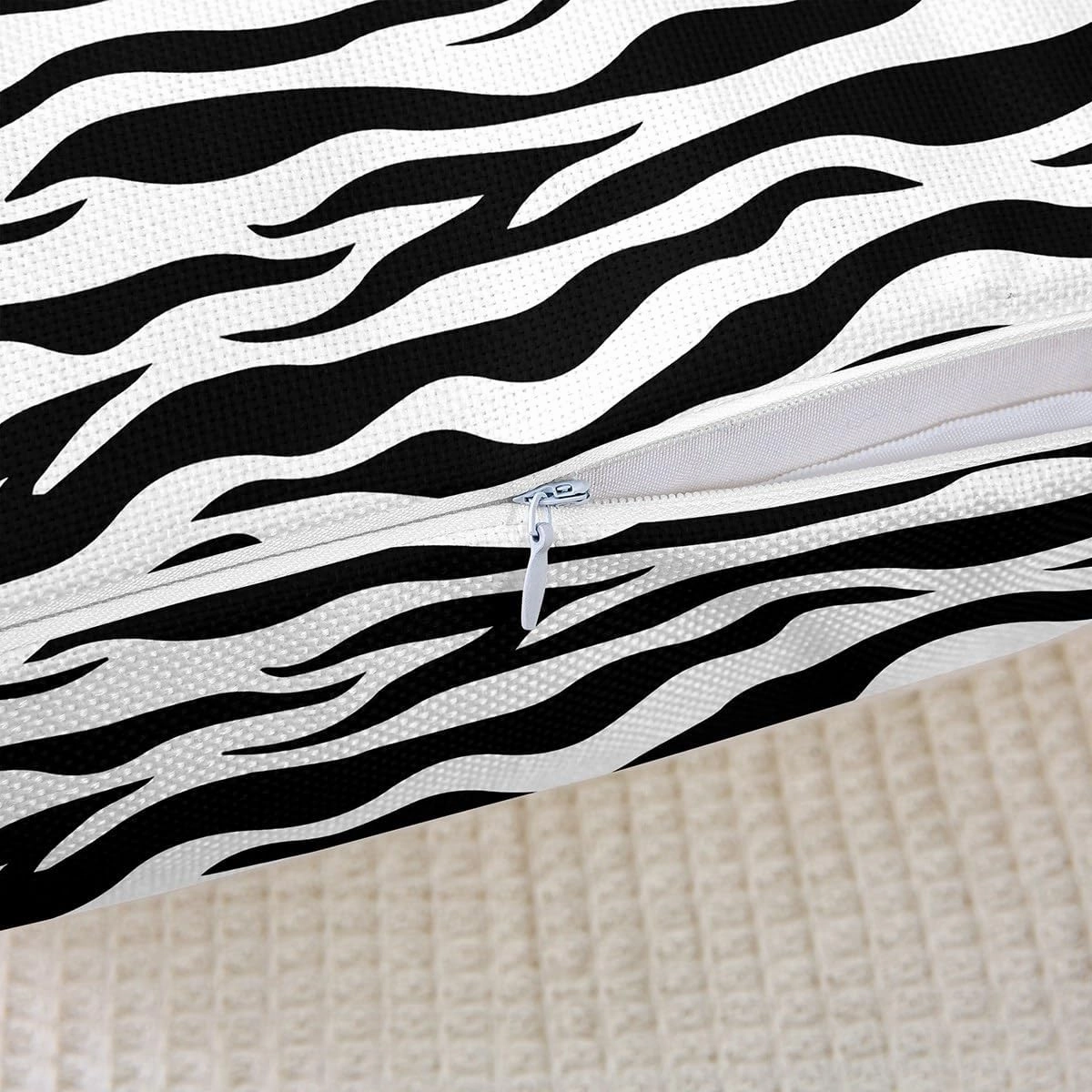 Manfei Zebra Stripes Decorative Throw Pillow Cover Animal Skin Black White Square Pillow Cover for Housewarming Sofa Cute Polka Dots Home Decor Cushion Case Pillowcase 22"x22"