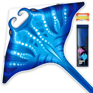 Manta Ray Blue Kites for Kids Ages 8-12 ，Extremely Easy to Fly for Beginners for Adult and Kids
