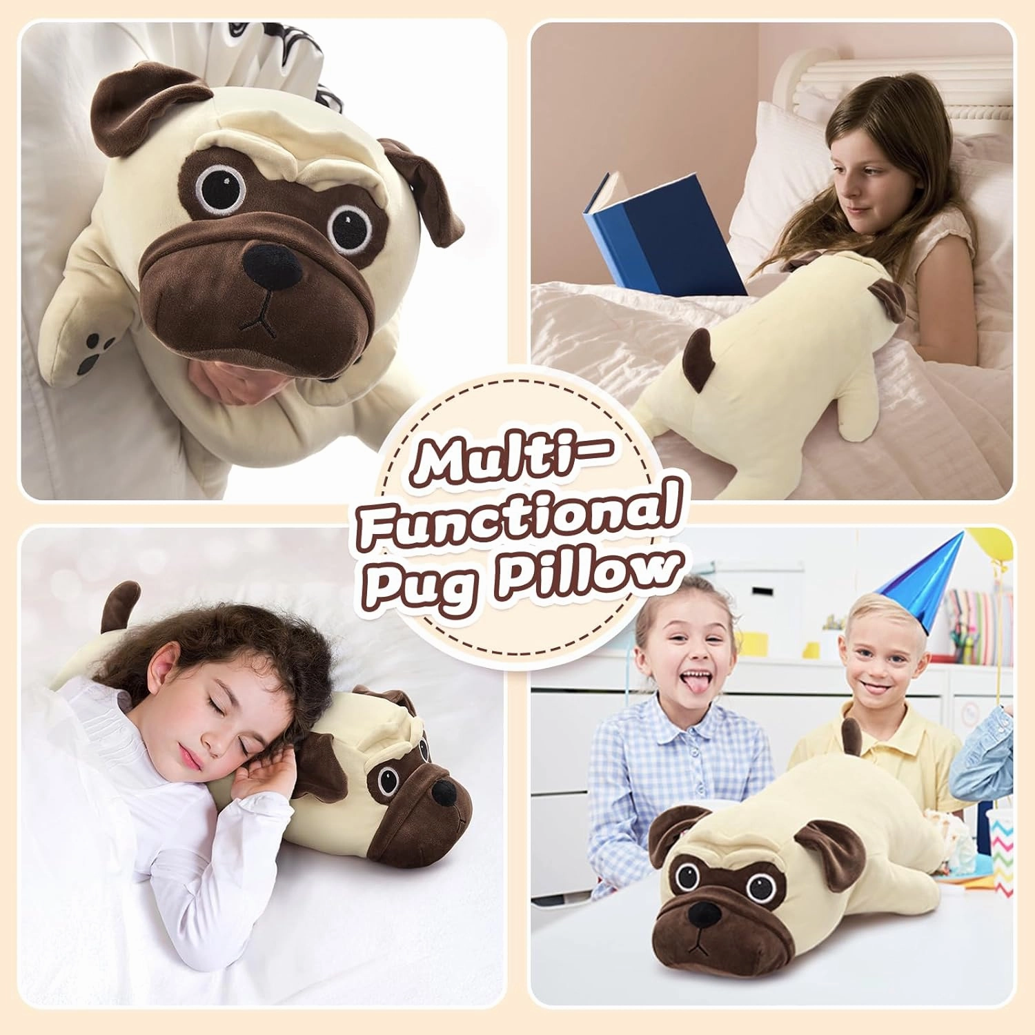 MaoGoLan 2lbs Weighted Dog Plush Pug Stuffed Animal for Adults Anxiety, 21 inch Throw Pillow for Teen Girls Kids Birthday Christmas Valentine's Day, Gifts for Pug Lovers