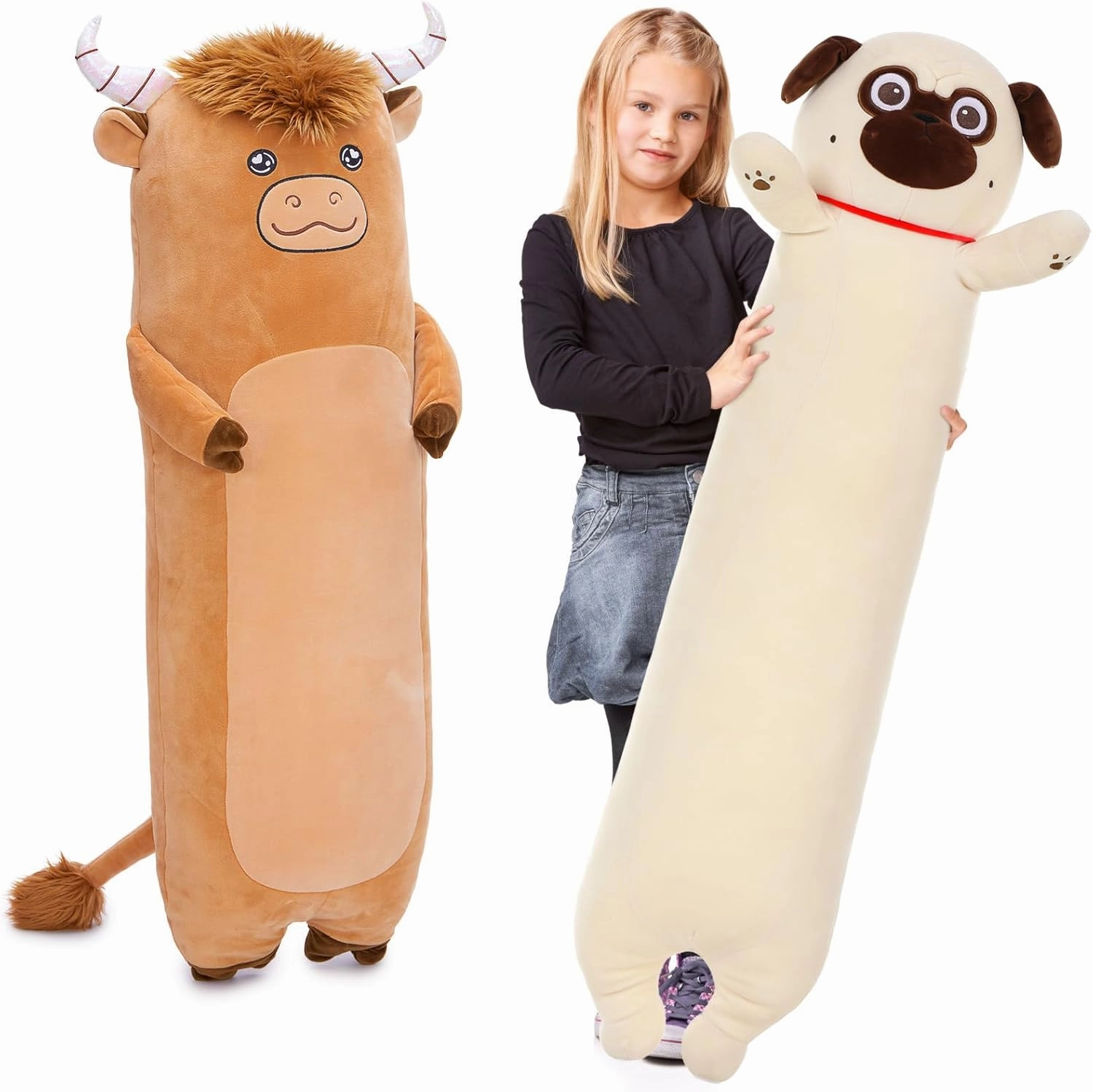 MaoGoLan Pug Stuffed Animal and Highland Cow Stuffed Animal