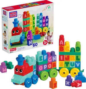MEGA BLOKS First Builders Toddler Building Blocks Toy Set, ABC Learning Train with 60 Pieces, Ages 1  Years (Amazon Exclusive)