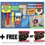 Melissa & Doug Deluxe Tool Belt Wooden Play Set & 1 Scratch Art Mini-Pad Bundle (05174)