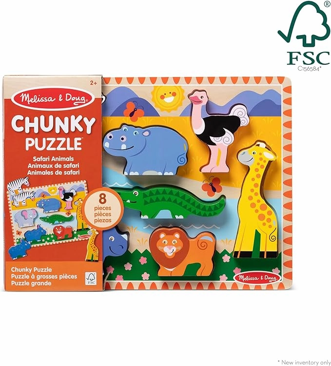 Melissa & Doug Safari Chunky Puzzle - 8 Pieces