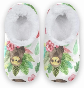 Men's and Women's Slippers, Cute Animal Sloth Flower Leaves House Slippers Non Slip Home Hotel Spa Slippers Fuzzy Memory Foam Comfy Bedroom House Shoes Indoor Outdoor