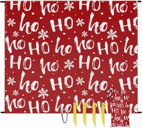 Merry Christmas Beach Blanket, Sandproof Beach Mat, 68 x 59 Waterproof Quick Drying Sand Free Mat with 4 x Ground Spikes for Outdoor Travel Camping Hiking, Snowflake Ho