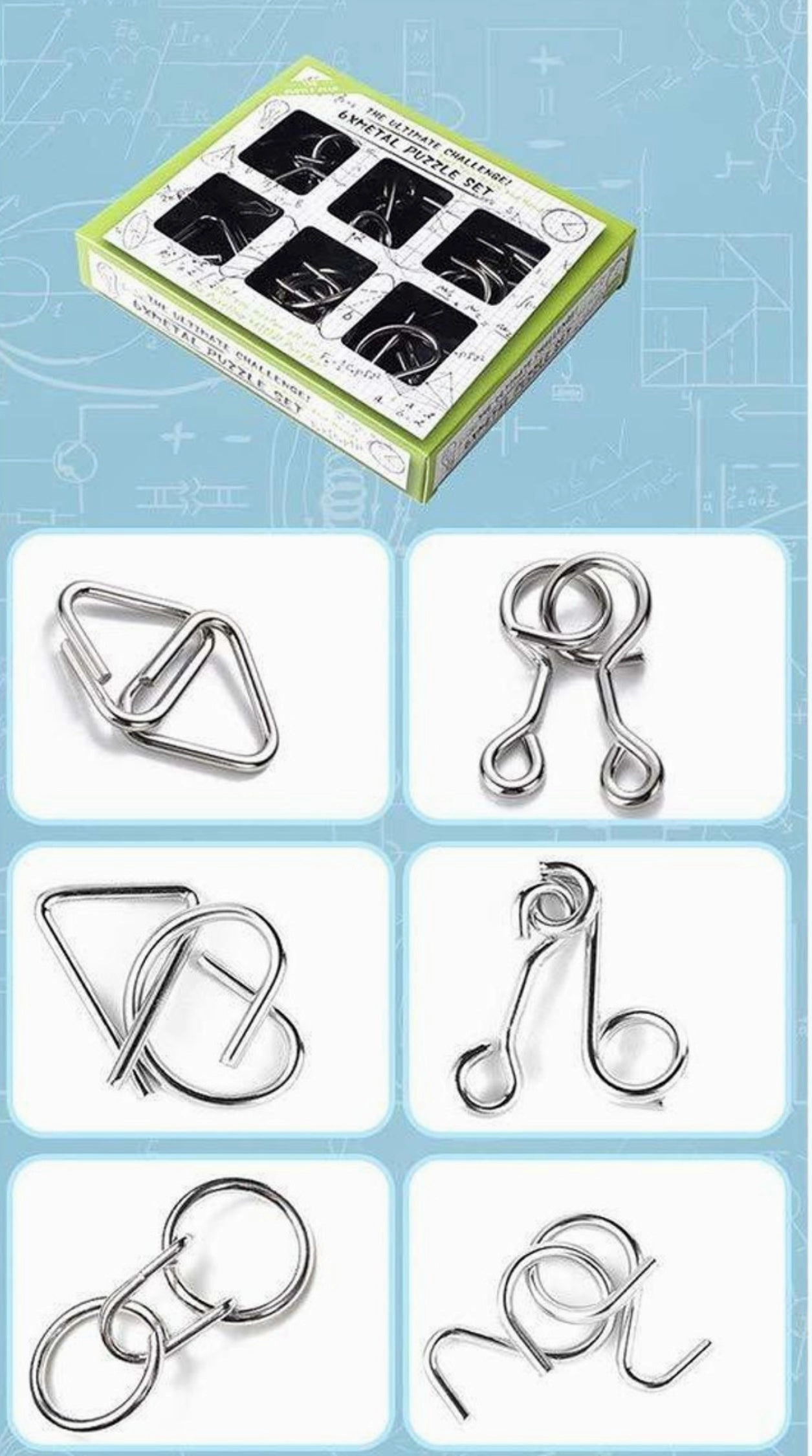 Metal 6pcs Puzzle | Learning  | High IQ
