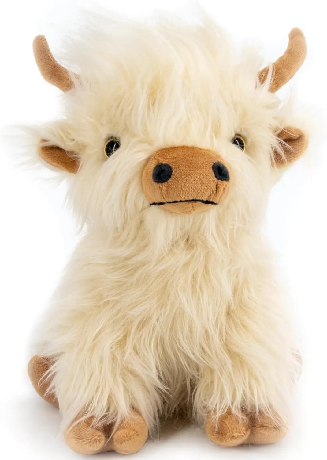 Microwaveable Highland Cow Stuffed Animal Toy - White Stuffed Animal Gift for Girls and Kids