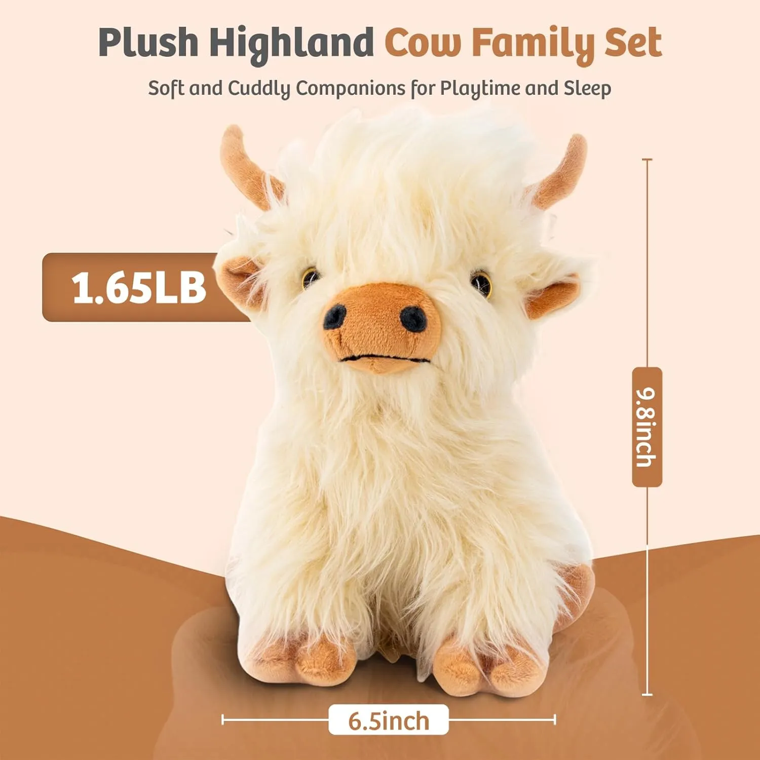 Microwaveable Highland Cow Stuffed Animal Toy - White Stuffed Animal Gift for Girls and Kids