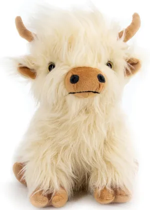 Microwaveable Highland Cow Stuffed Animal Toy - White Stuffed Animal Gift for Girls and Kids