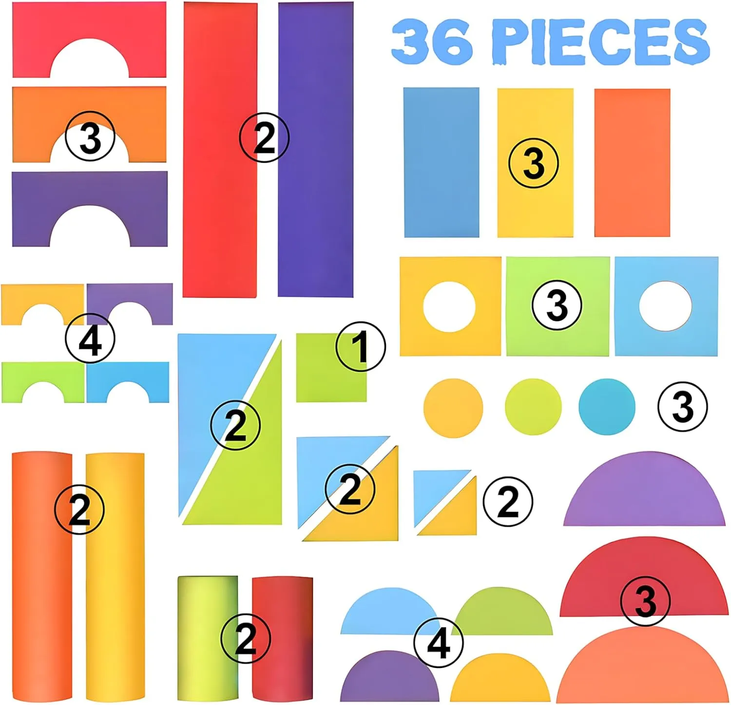 Migargle 36 Pieces Large Foam Building Blocks for Toddlers, EVA Soft Stacking Blocks, Baby Bath Foam Toy Set, Early Learning Construction Toys & Gifts for Kids, Boys & Girls