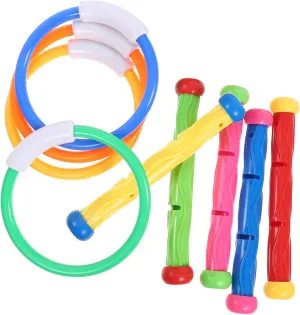 Milisten 9pcs Underwater Pool Diving for Diving Rings and Sticks Fun Water Games for Summer Pool Parties and Swimming Activities