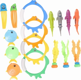 Milisten 1Set Diving for Pool Kit with Diving Rings Sharks Fish Seaweed Fun Swimming Training Accessories for Ages
