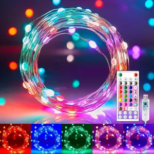 Minetom Fairy Lights Color Changing - 66FT 200 LED String Lights with Remote, 16 Single Colors & 6 Holiday Colors, USB Fairy Lights Indoor with 12 Modes, Pastel Easter Lights, Fairy Lights for Bedroom