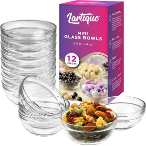 Mini 3.5 Inch Small Glass Bowls - Small Bowls Perfect for Prep, Dips, Nuts, or Candy - Glass Prep Bowls or Mise en Place Bowls, Set of 12