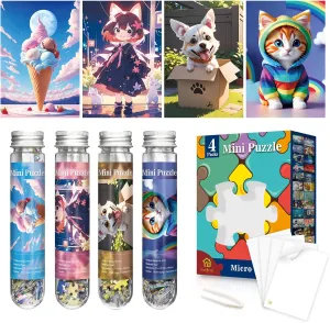 Mini Jigsaw Puzzles for Adults 150 Pieces (4 Packs) Small Jigsaw Puzzle Challenging Micro Puzzle Difficult Tiny Puzzle Home Decor Entertainment 6x4in