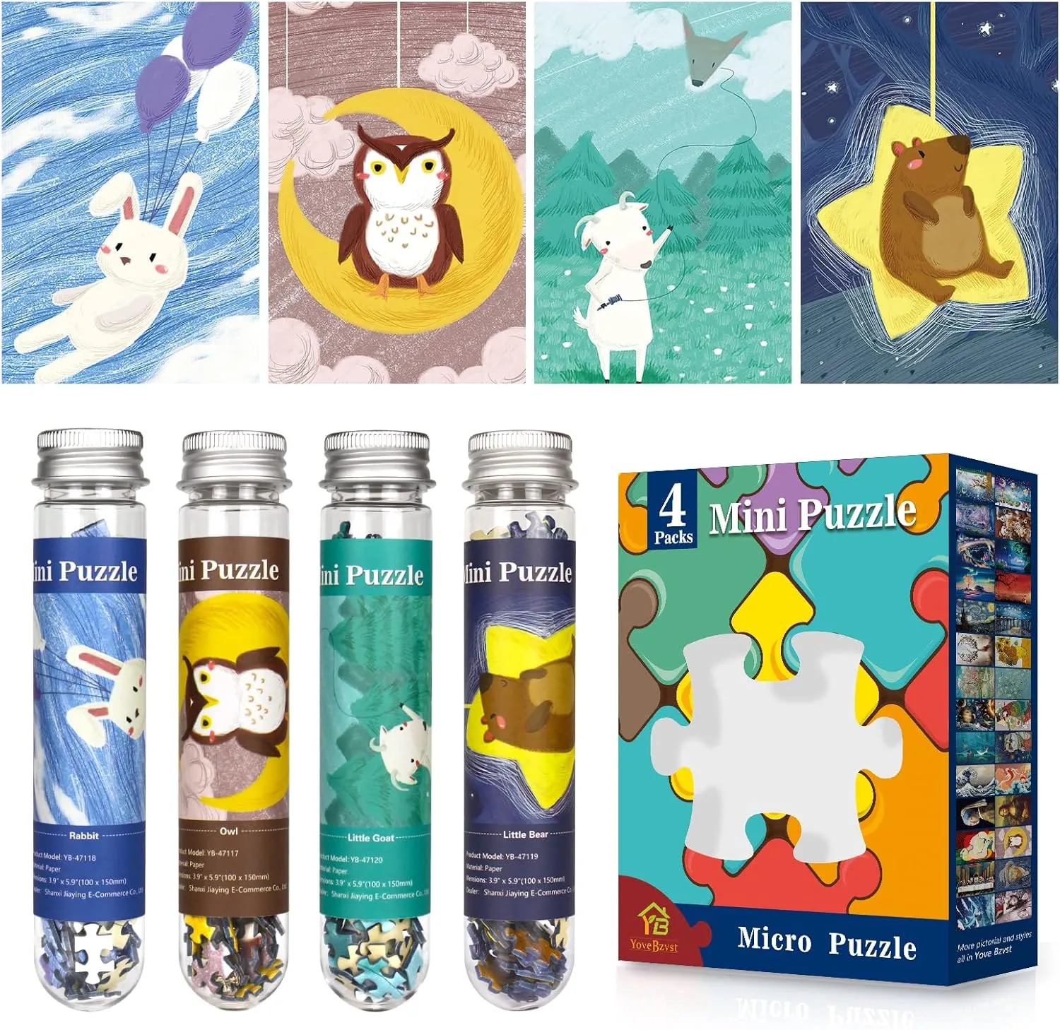 Mini Jigsaw Puzzles for Adults 150 Pieces(4 Packs) Small Jigsaw Puzzle Challenging Micro Puzzle Difficult Tiny Puzzle Home Decor Entertainment 6x4in (4 Pack-3)
