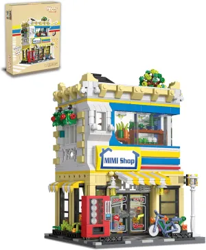 Mini Shop Lighting Building-Bricks Set, Street View Building Blocks with Lights, LED DIY Christmas Holiday House, Gifts for Boys, Girls and Adults(1389 Pcs)