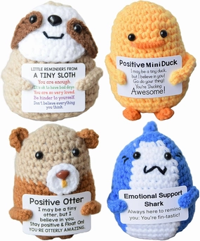 Mini Crochet Animals - Funny Handmade Duck, Sloth, Shark, & Otter Emotional Support Nuggets, Cute Inspirational Gifts for Mental Health, Birthday, Graduation, & Christmas Decor for Women, Men