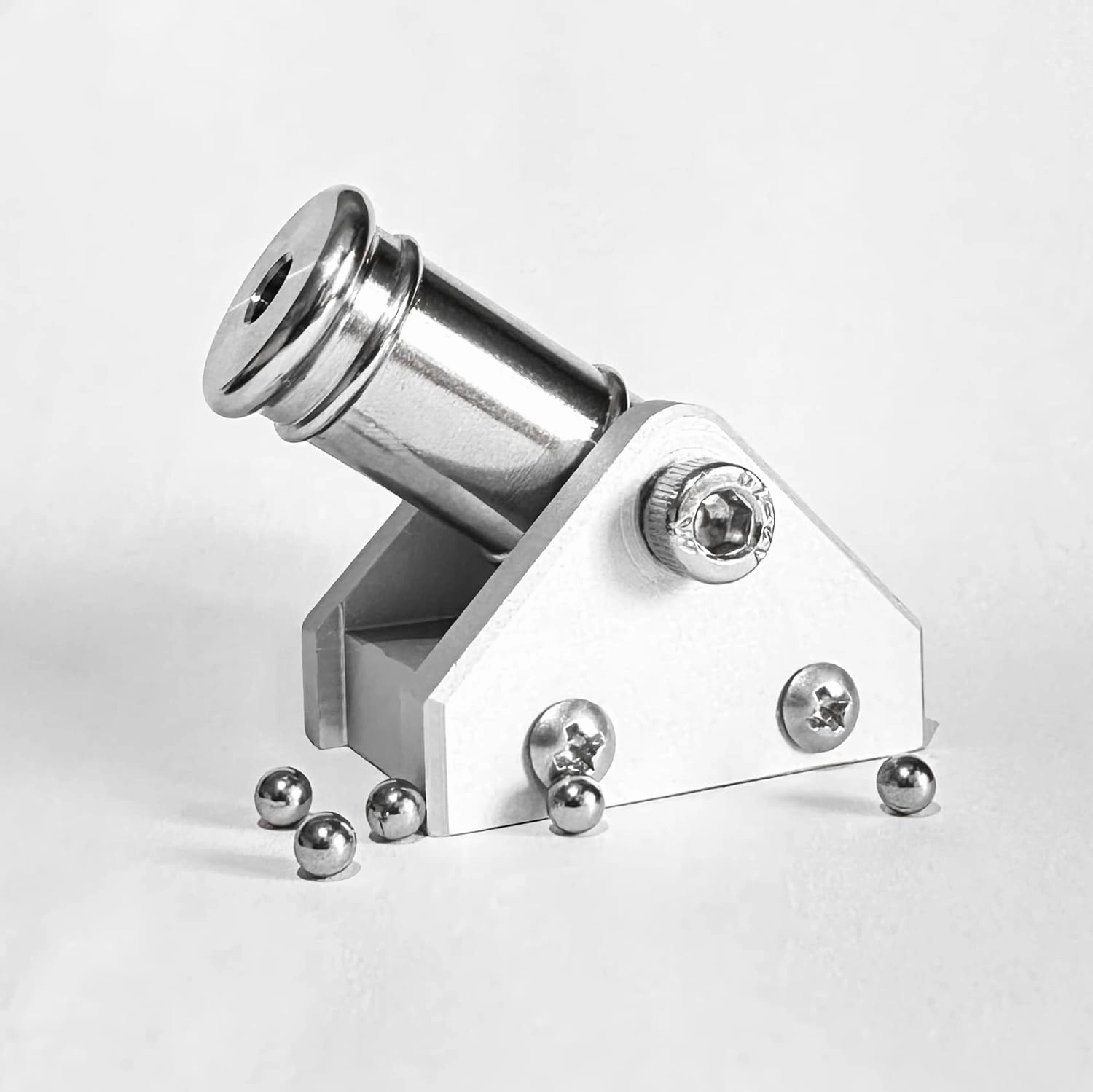 Mini Desktop Cannon Model Set Replica Collectible Desktop Decoration Stainless Steel （Silver）
