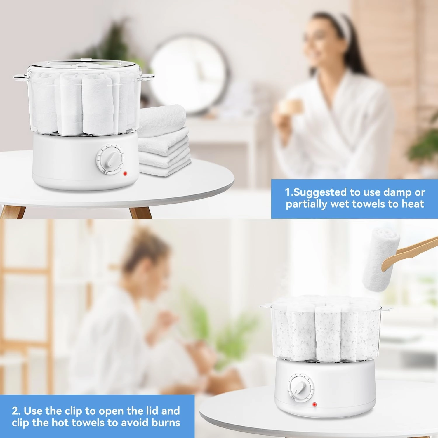 Mini Hot Towel Warmer for Spa, Quick Heating Towel Steamer for Facials, Portable Small Towel Heater for Bathroom,Spa and Salon.(White-X-Small)