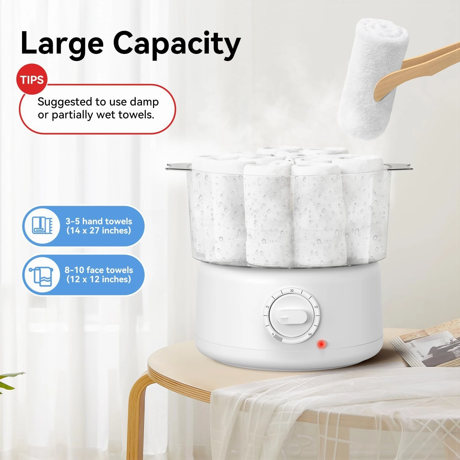 Mini Hot Towel Warmer for Spa, Quick Heating Towel Steamer for Facials, Portable Small Towel Heater for Bathroom,Spa and Salon.(White-X-Small)