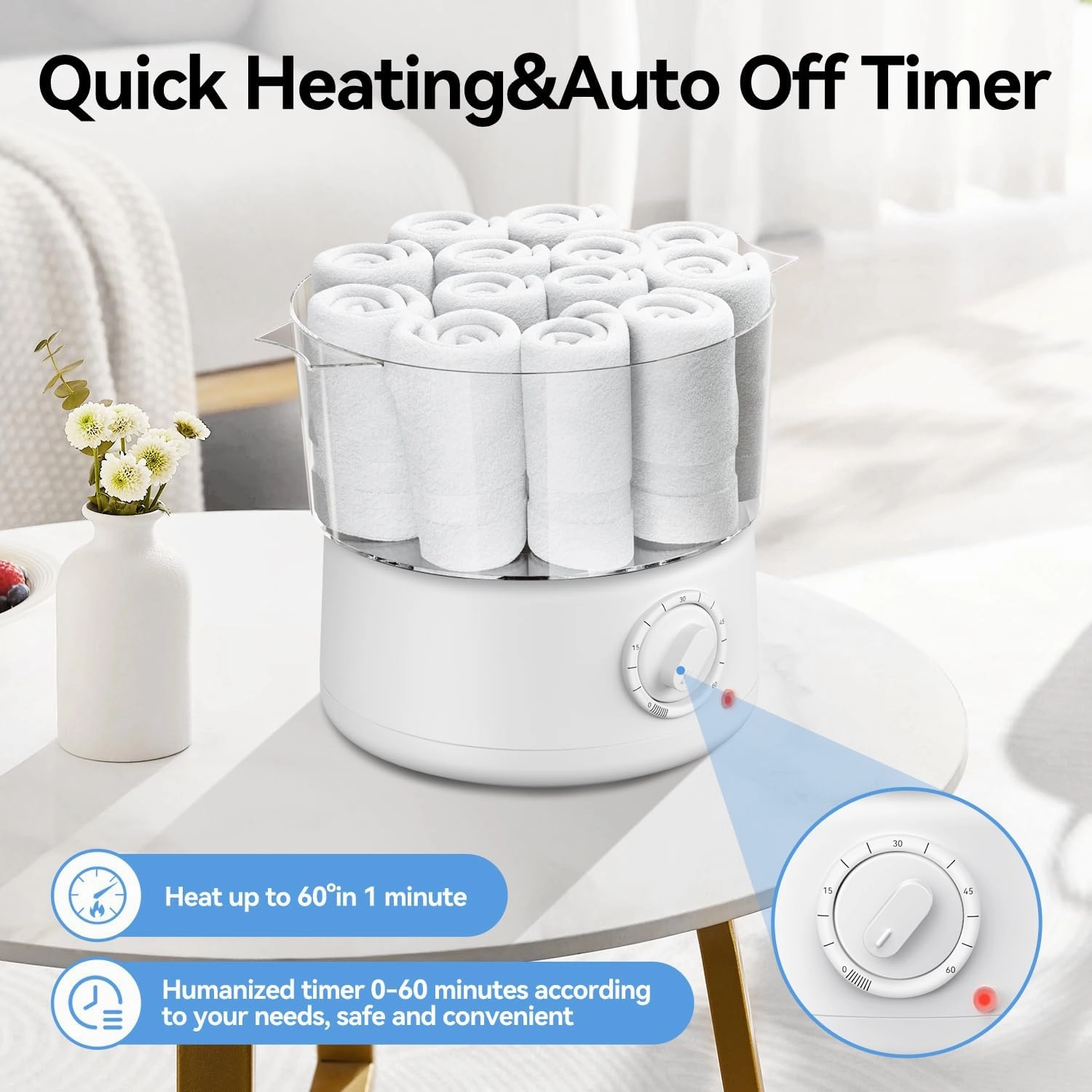 Mini Hot Towel Warmer for Spa, Quick Heating Towel Steamer for Facials, Portable Small Towel Heater for Bathroom,Spa and Salon.(White-X-Small)