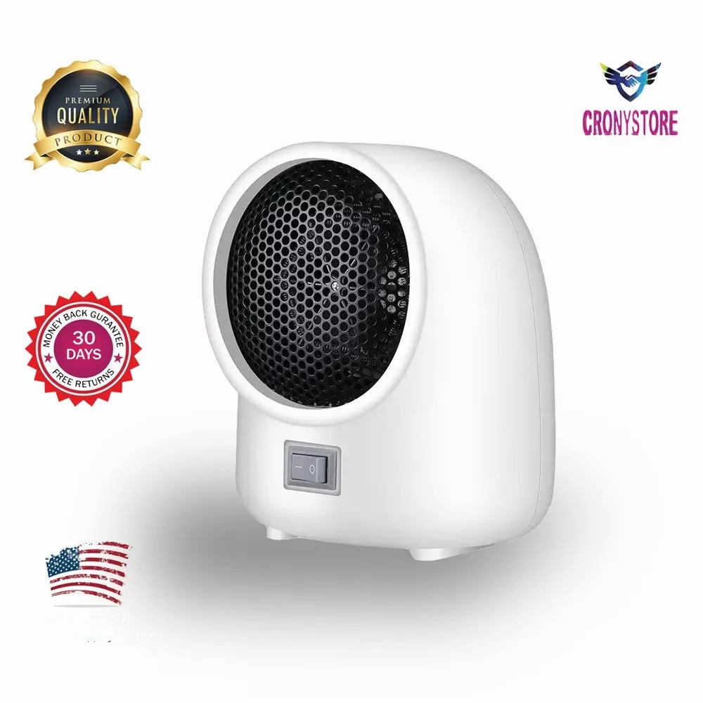 Mini Portable Electric Heater - Programmable & Adjustable Thermostat for Bedroom, Home Office, Personal Use