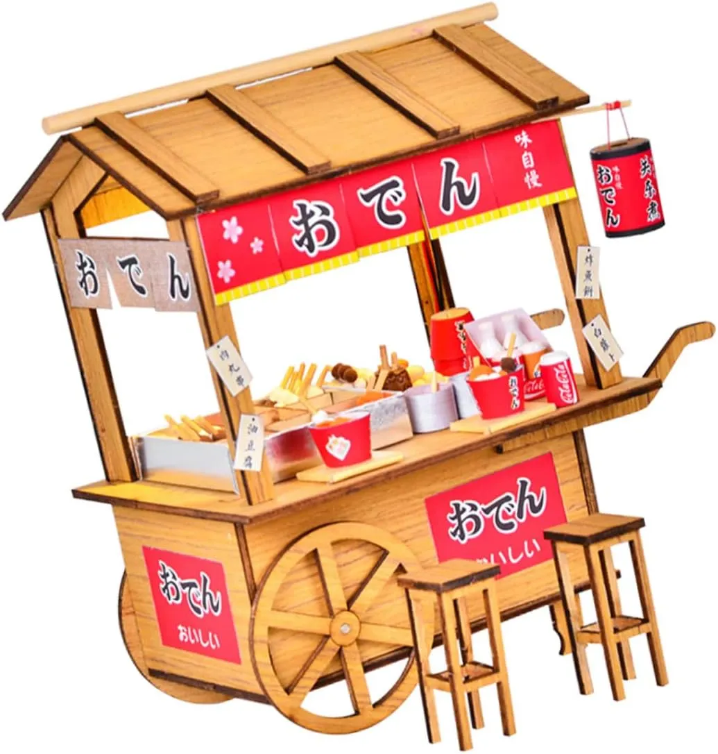 Miniature Wooden Doll House Accessory Mini Toy Mini House Kanto Cook Car Furniture Model Easy to Carry Store