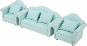 Miniature Dollhouse Furniture, 3Pcs Fabric Sofa with Pillows Doll House Furniture Couch for 1:12 Doll House Accessories (Green) Furniture