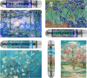 MISITU Small Jigsaw Puzzles for Adults Challenging Puzzle Small Puzzles Mini Jigsaw Puzzles for Adults 150 Pieces Micro Tiny Puzzle Van Gogh Art Puzzles Travel Puzzle 6 x 4 Inch 4 Packs