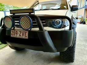 Mitsubishi Triton MN ML 2006-2016 Headlights with Turbine Projectors and Switchback LED White/Amber Halos