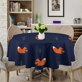 MoBlinko Squirrel Acorn Tree Table Cloth Winter 70x70in Waterproof Round Tablecloth Washable Table Cover for Kitchen Outdoor Party Wedding