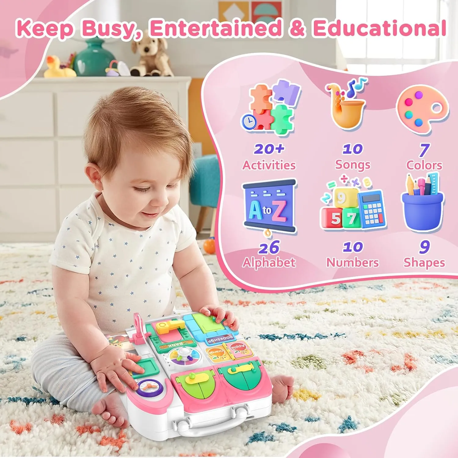 Montessori Toys for 1  Year Old Girl Gifts, Busy Board Educational Toddler Toy Age 1-2, First Christmas 1st Birthday Gifts for 1  Year Old Girl Boy