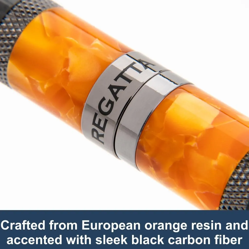 Monteverde USA Regatta Sport Fountain Pen in Orange and Carbon Fiber - Stub Nib, Luxury Refillable Pen with Gunmetal Accents, Premium Gift