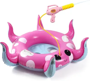Motiloo Octopus Kids Pool Float with Water Gun - Toddler Inflatable Pool Toys for Kids 3-12 Years Old Summer Pool Parties & Outdoor Water Fights
