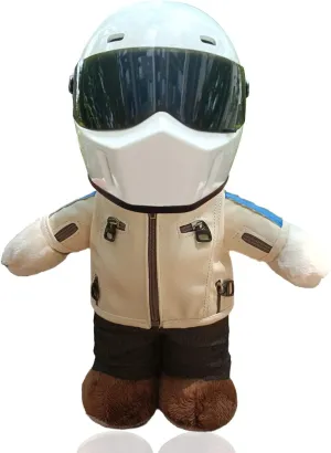 Motorcycle Bear Personalized Cute Teddy Bear Stuffed Animals Toy Birthday and Valentines Hug Sleep for Girlfriend Boyfriend (White Leather Teddy Bear White Helmet)
