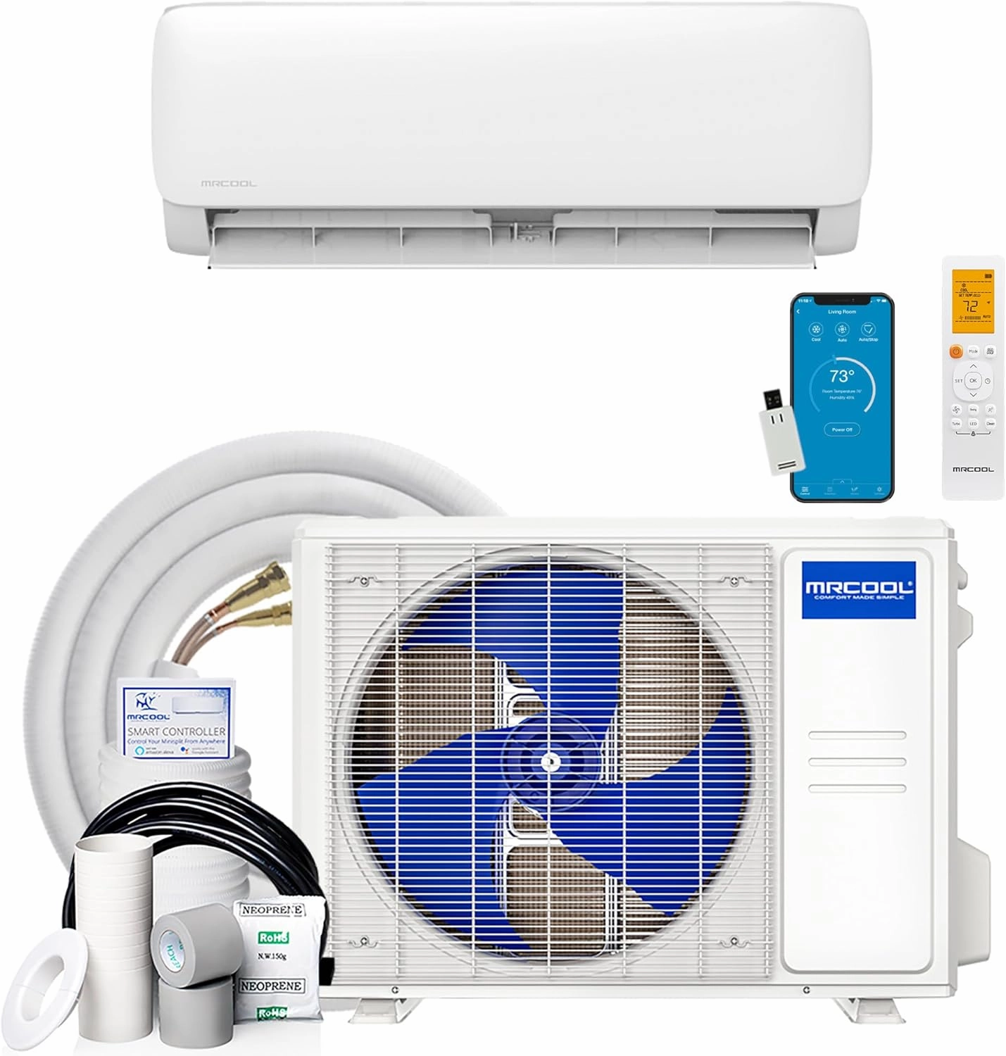 MrCool Easy Pro 12k BTU 18 SEER Ductless Heat Pump Split System - DIY Mini Split w/ 16ft Lineset