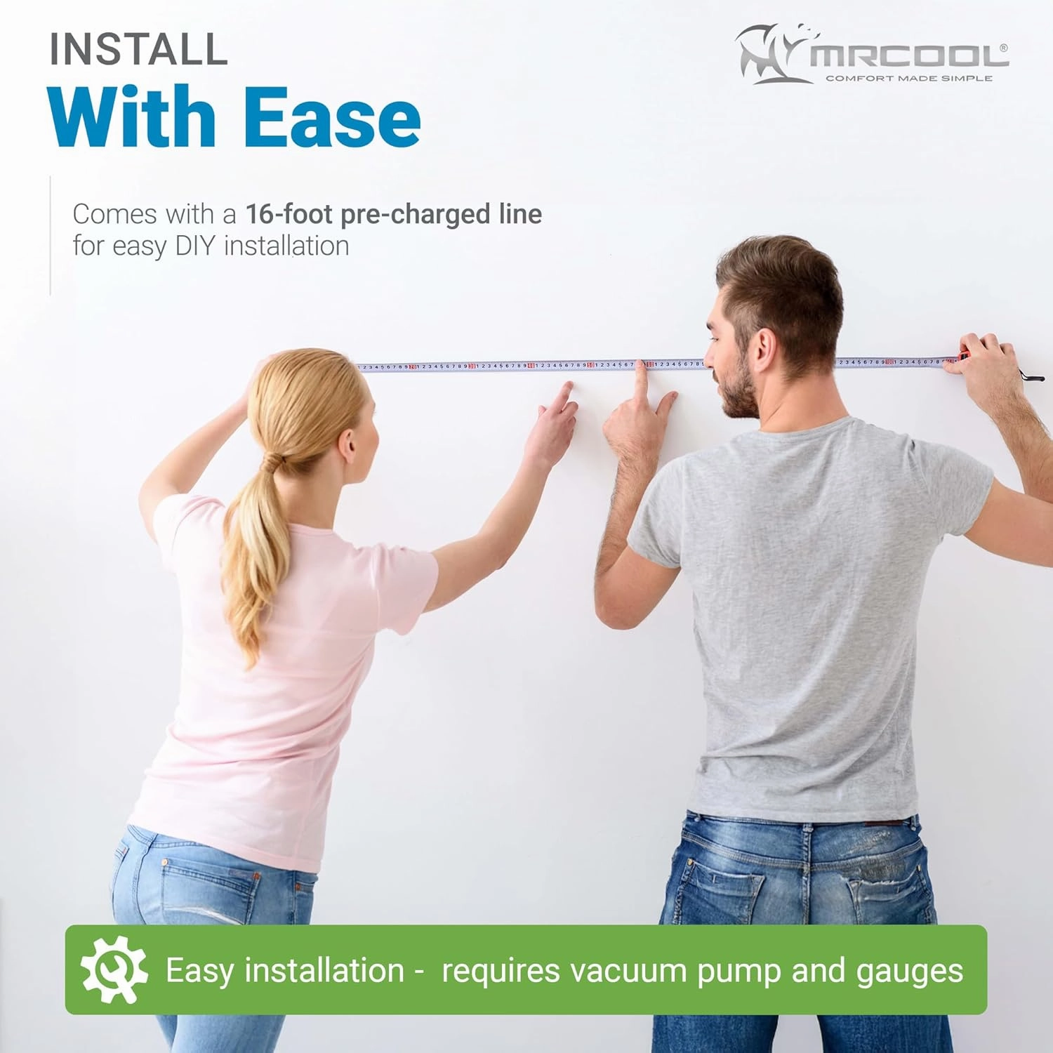 MrCool Easy Pro 12k BTU 18 SEER Ductless Heat Pump Split System - DIY Mini Split w/ 16ft Lineset