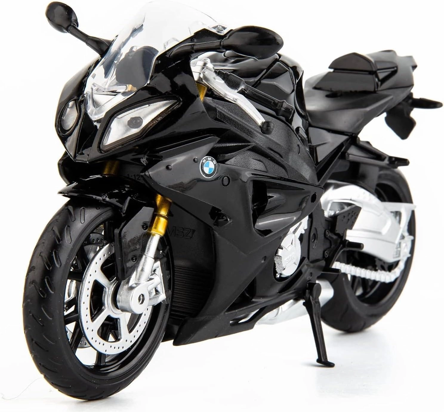MSZ 1/12 Compatible for BMW S1000 Motorcycle Toy,Collector Motorcycle Modle with Display Stand,Toy Motorcycles for 3-9 Year Old Boys Black