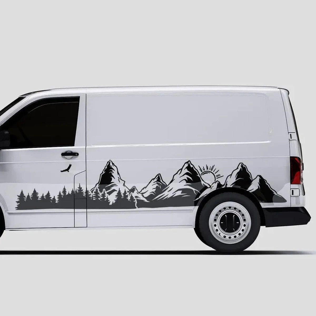 Multi Option Large Mountains Trees Forest Panorama Sun Caravan Car Sticker Decal Offroad VanCamper Rv Motorhome Truck Vinyl Decor